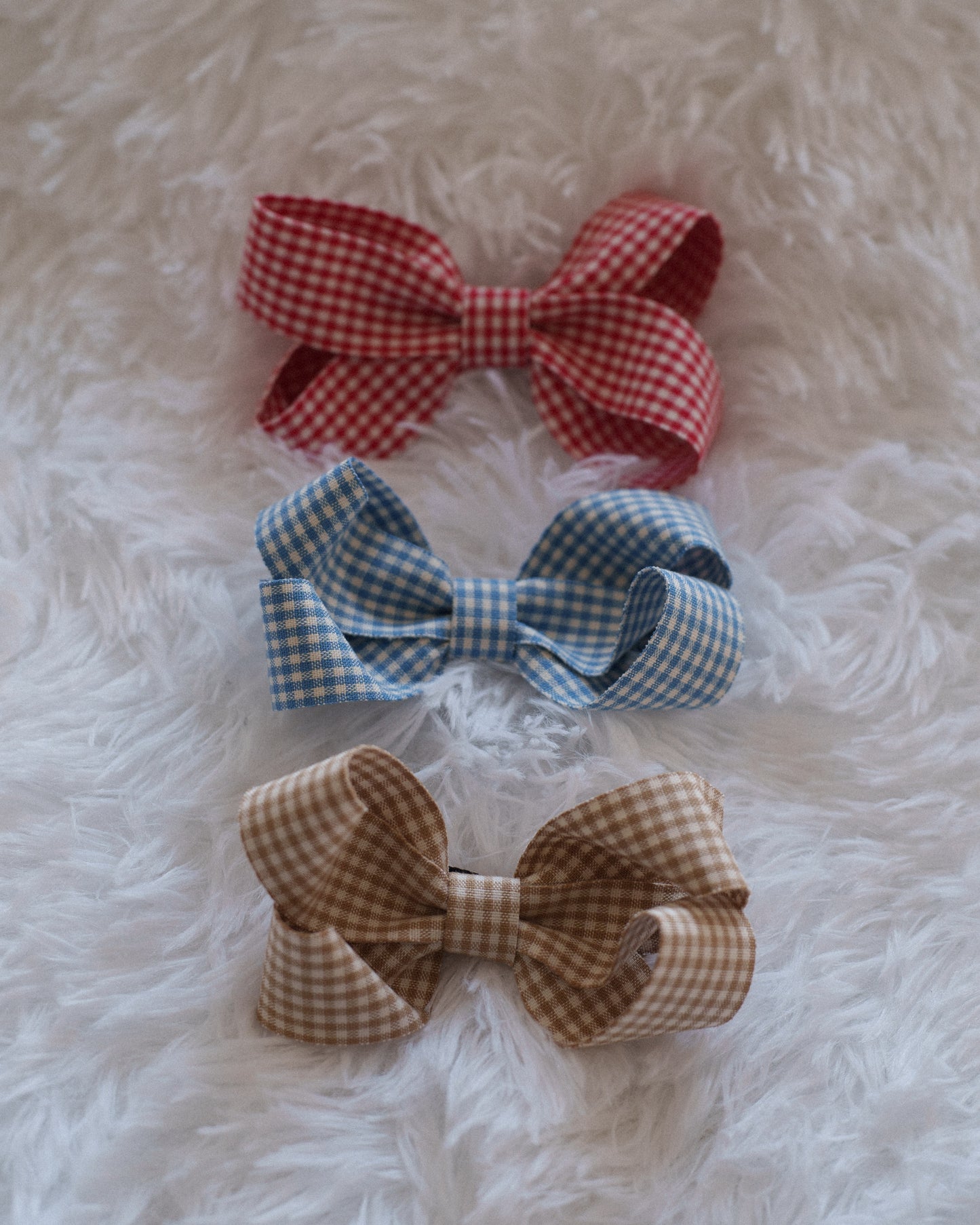 Gingham Bow Clip - Red