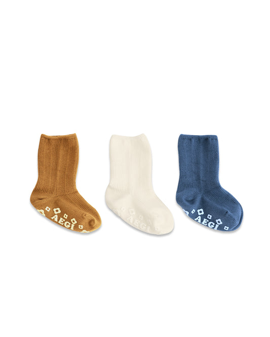 3 Pack Socks - Mustard, Ivory, Blue