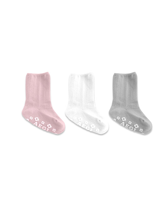 3 Pack Socks - Pink,White,Grey