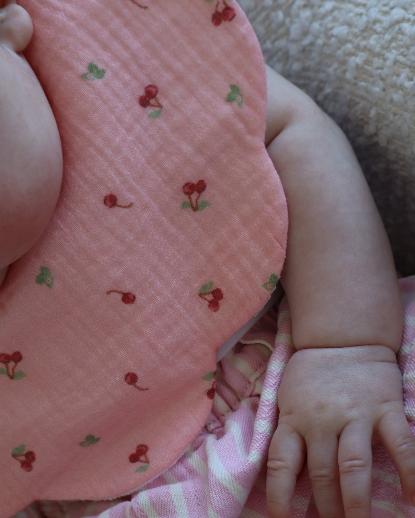 Organic Muslin 5-Layer Dribble Bib - Pink Cherries