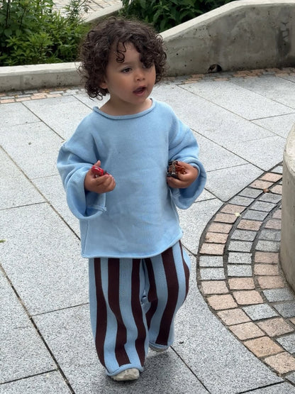 Stripe Knit Set - Blueberry Mocha
