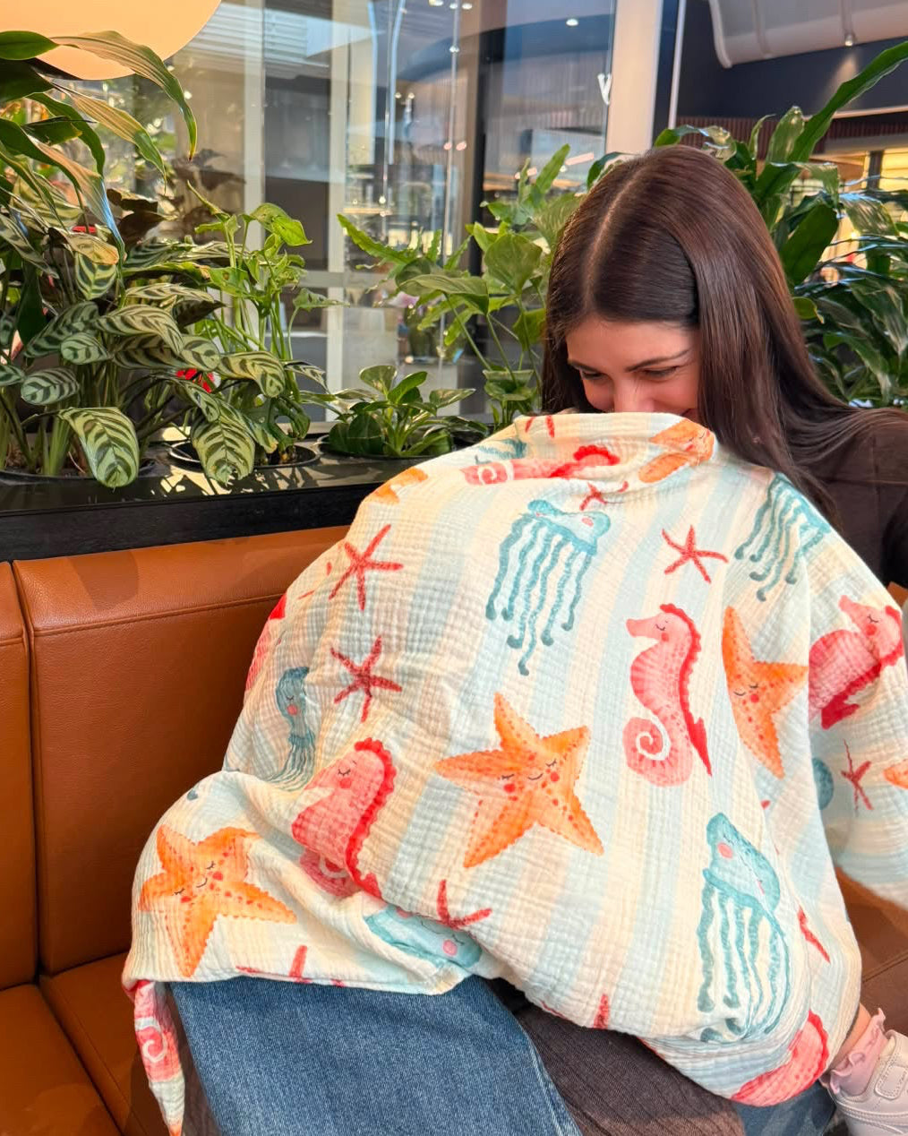 Organic Muslin Nursing Cover - Sea Club