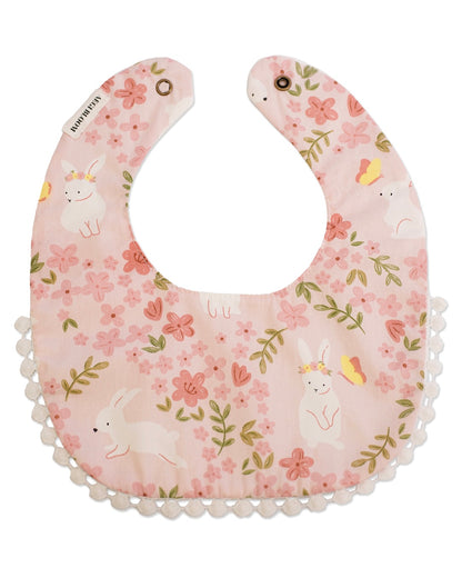 3-Layer Lace Bib - Pink Bunnies