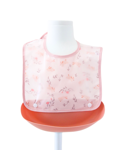 Food Catcher Bib - Pink Bunnies
