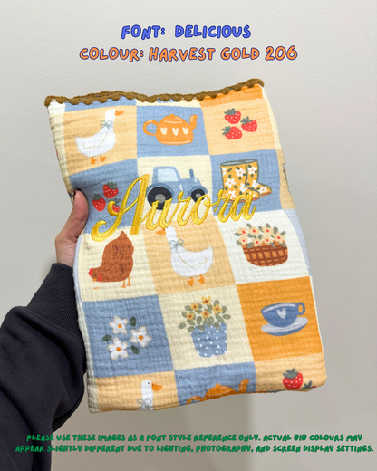 Reversible Organic Muslin Blanket - Bloom Barn/Brown Gingham