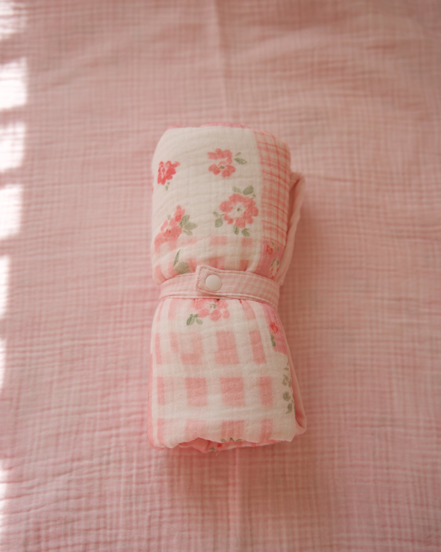 Organic Muslin Waterproof Changing Mat - Blush Garden