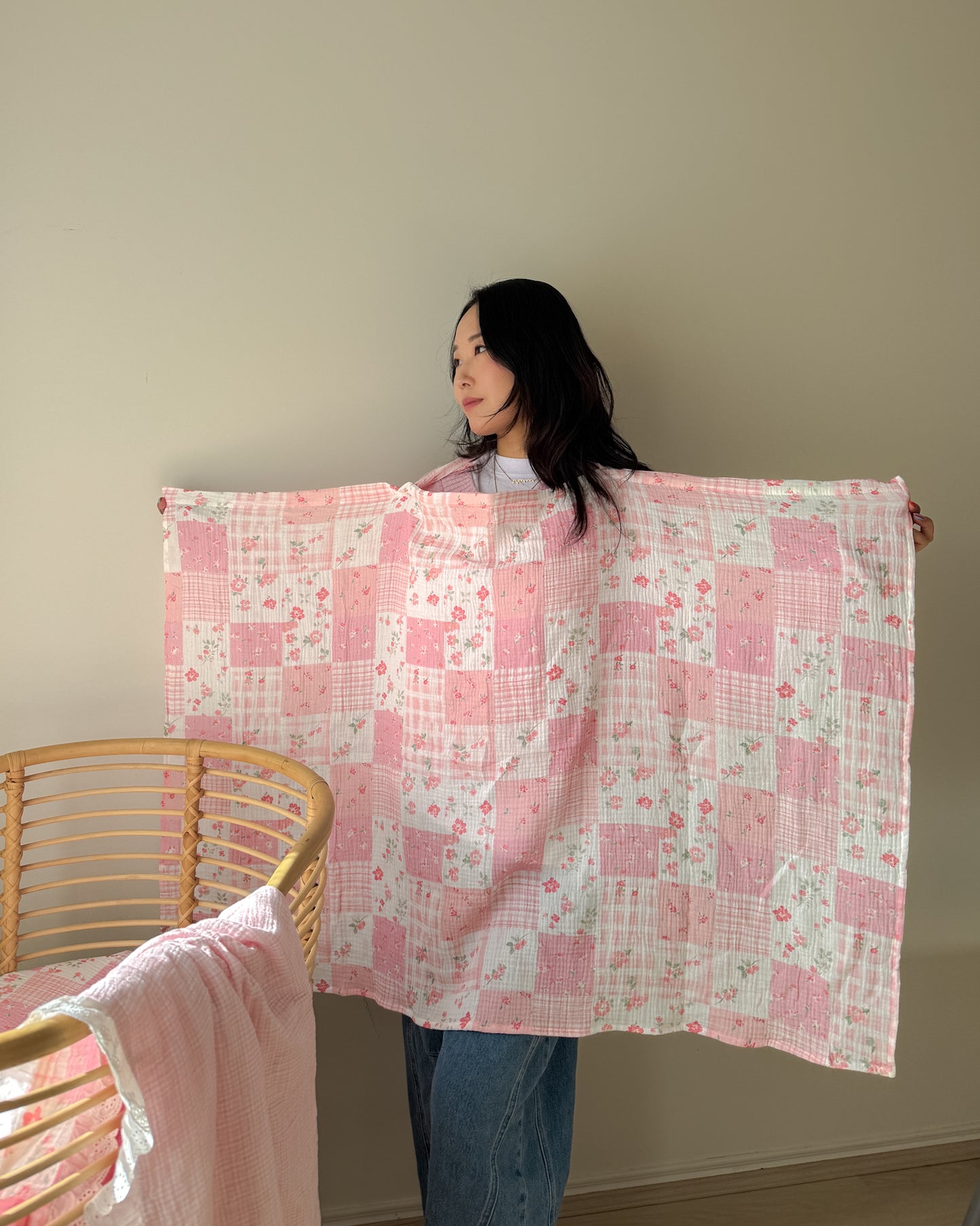 Organic Muslin Nursing Cover - Blush Garden