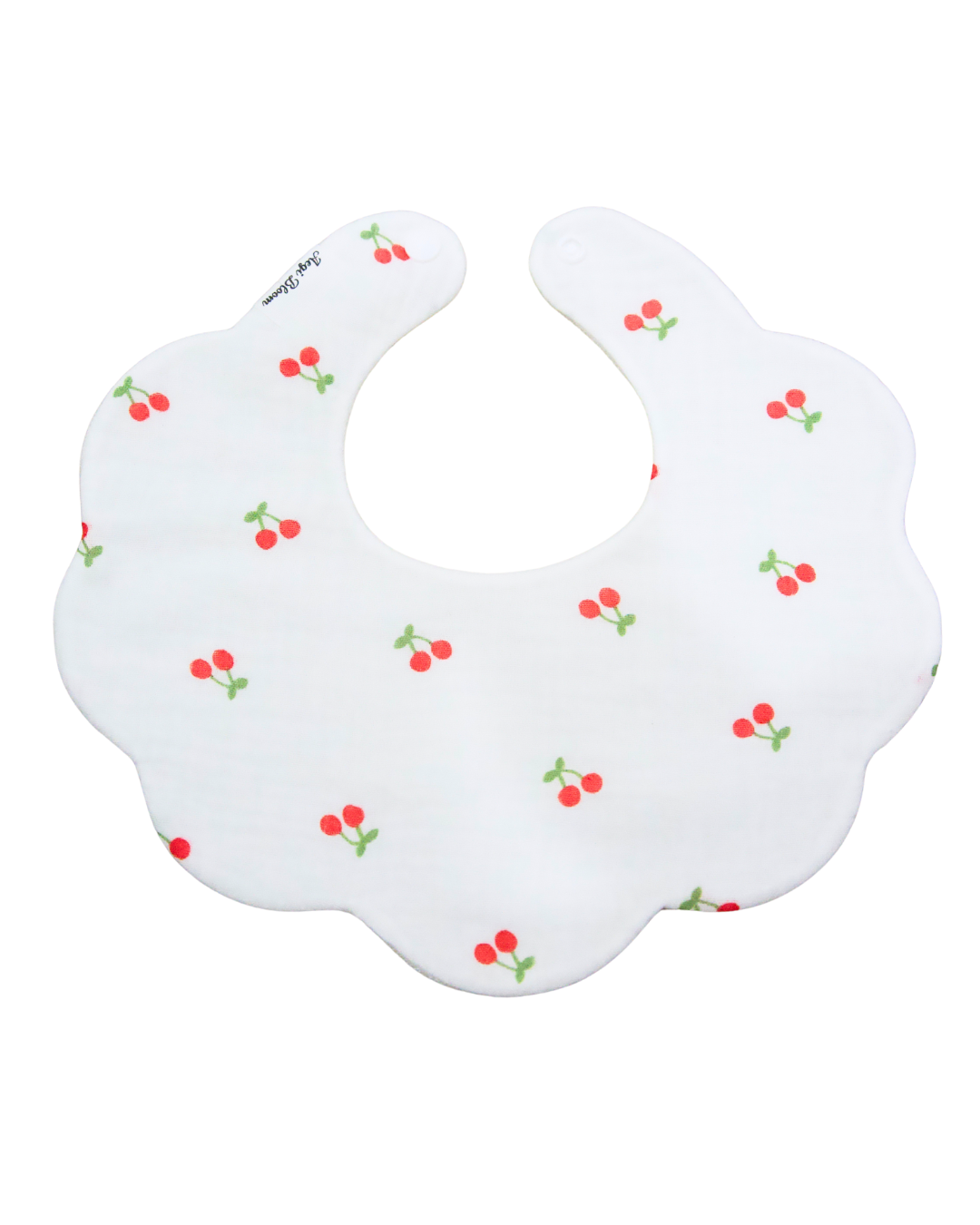 Organic Muslin 5-Layer Dribble Bib - White Cherries