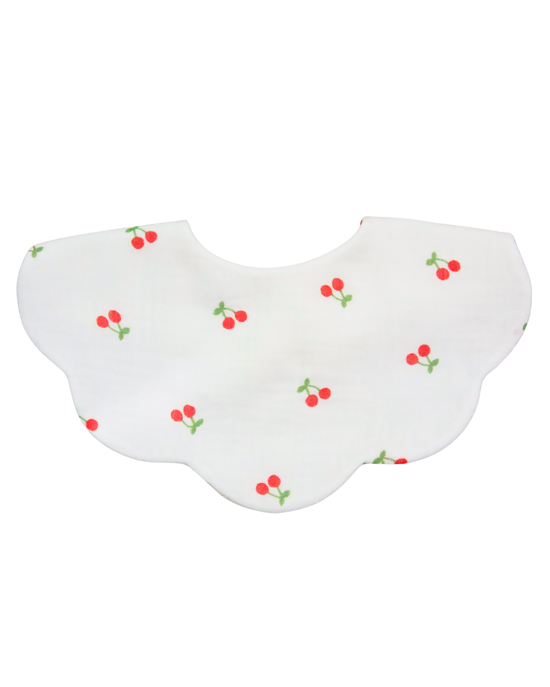 Organic Muslin 5-Layer Dribble Bib - White Cherries