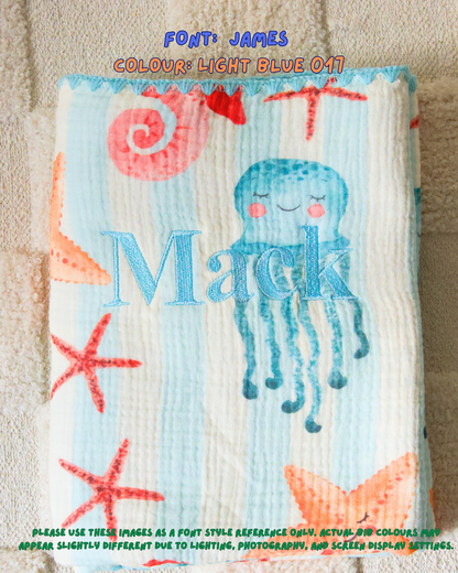 Reversible Organic Muslin Blanket - Sea Club