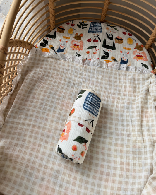 Reversible Organic Muslin Waterproof Changing Mat - Mabel's Bakery