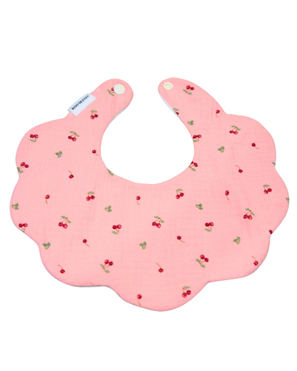 Organic Muslin 5-Layer Dribble Bib - Pink Cherries