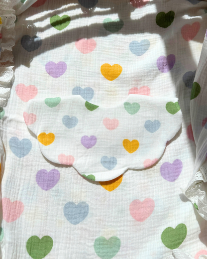 Organic Muslin Waterproof Bib - Heart Confetti
