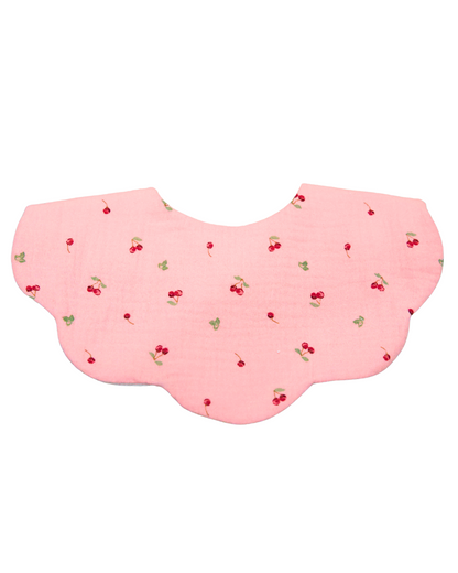 Organic Muslin 5-Layer Dribble Bib - Pink Cherries