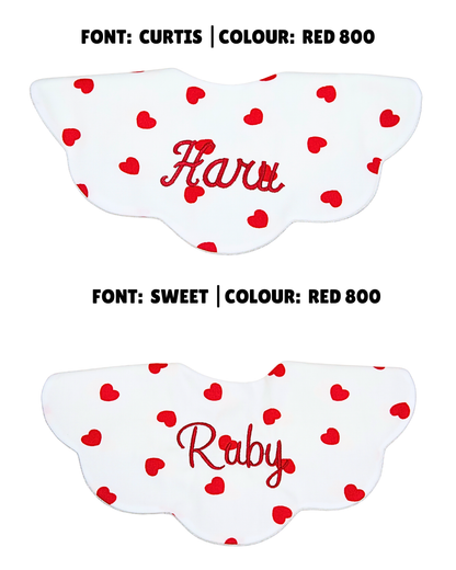 5-Layer Dribble Bib - Red Hearts