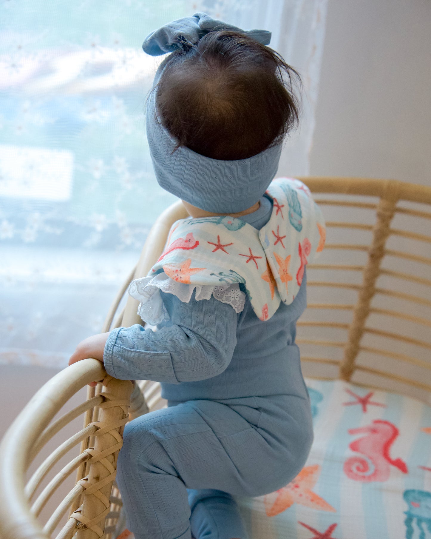 Organic Muslin 7-Layer Dribble Bib - Sea Club