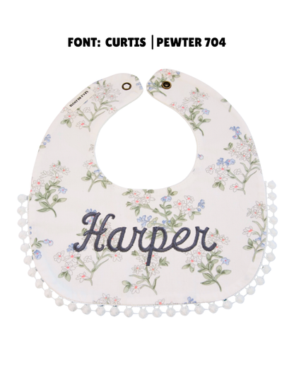 3-Layer Lace Bib - Blue/White Florals