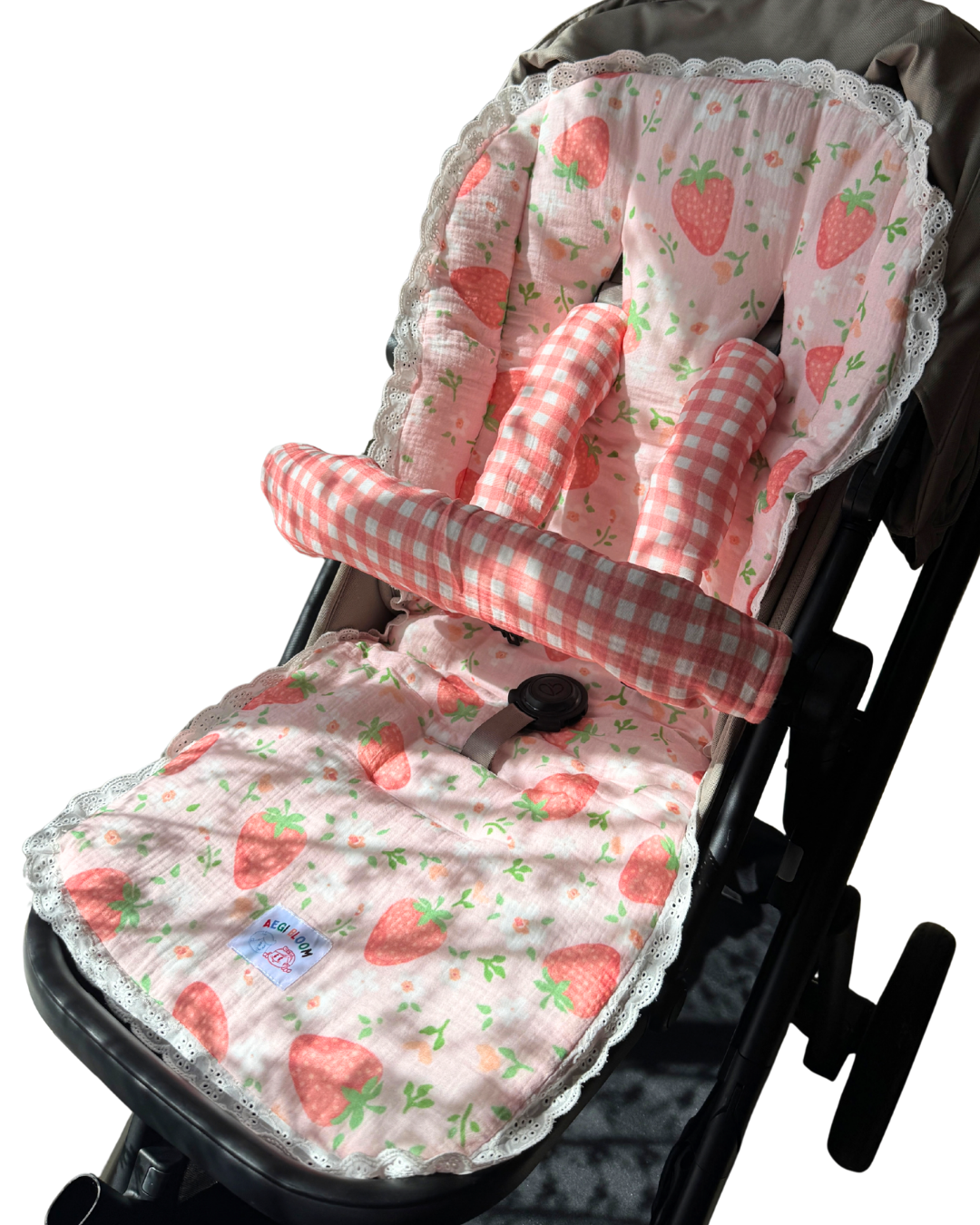 Lace Reversible Pram Essentials 3-Piece Set - Strawberry Garden (PRE ORDER | LATE OCTOBER)