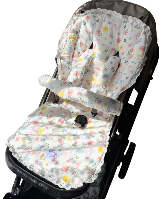 Lace Reversible Pram Essentials 3-Piece Set - Sweetheart Garden (PRE ORDER | LATE OCTOBER)