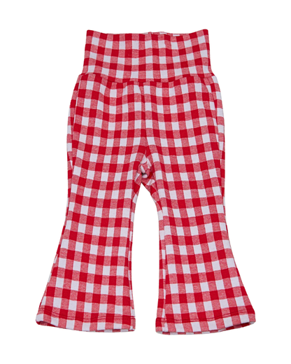 Tummy Comfort Gingham Flare Leggings - Red (PRE ORDER | 10 March)