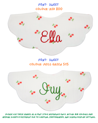 Organic Muslin 5-Layer Dribble Bib - White Cherries