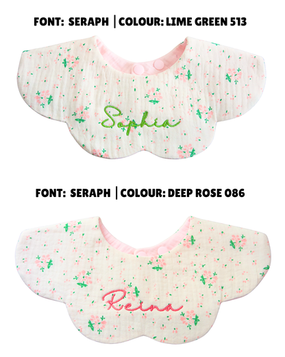 Organic Muslin 7-Layer Dribble Bib - Pink Florals (PRE ORDER | MAY)
