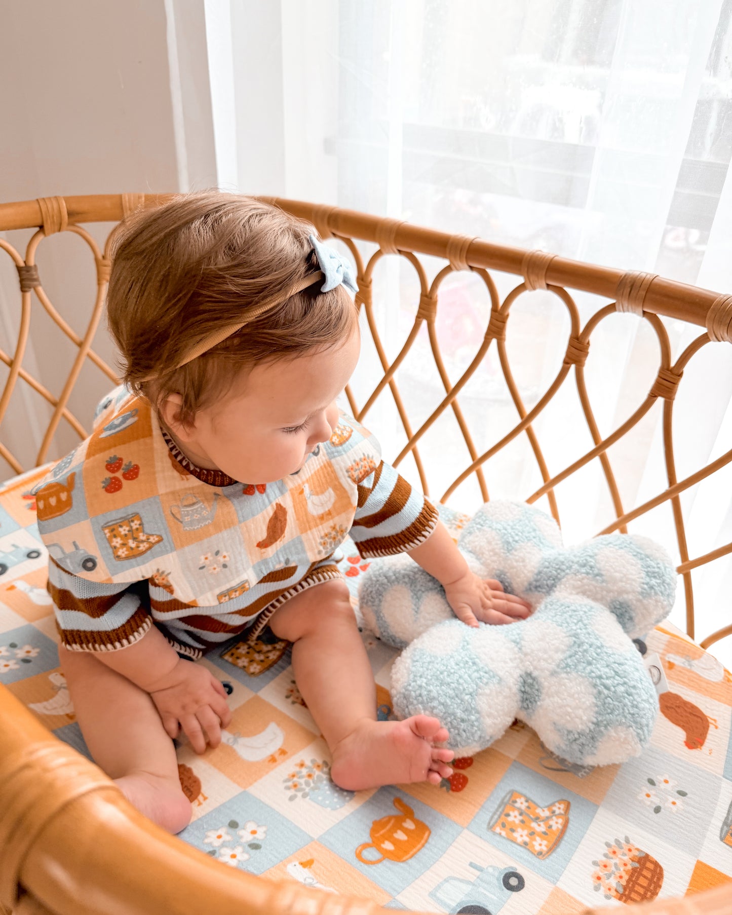 Organic Muslin 7-Layer Dribble Bib - Bloom Barn/Brown Gingham