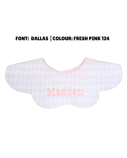 Organic Muslin 7-Layer Dribble Bib - Pink Lattice