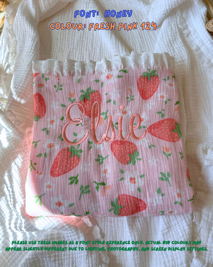 Reversible Organic Muslin Blanket - Strawberry Garden