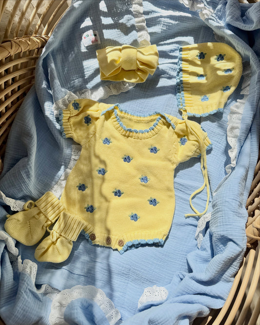 Knit Romper - Blueberry Custard