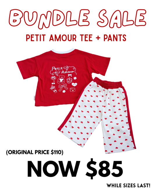 Petit Amour Bundle Sale - Red Tee/Pants