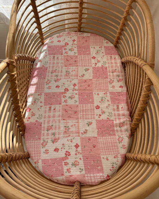 Organic Muslin Fitted Sheet - Blush Garden