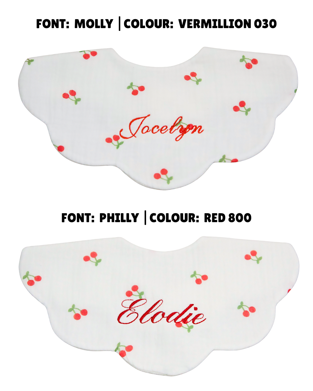 Organic Muslin 5-Layer Dribble Bib - White Cherries