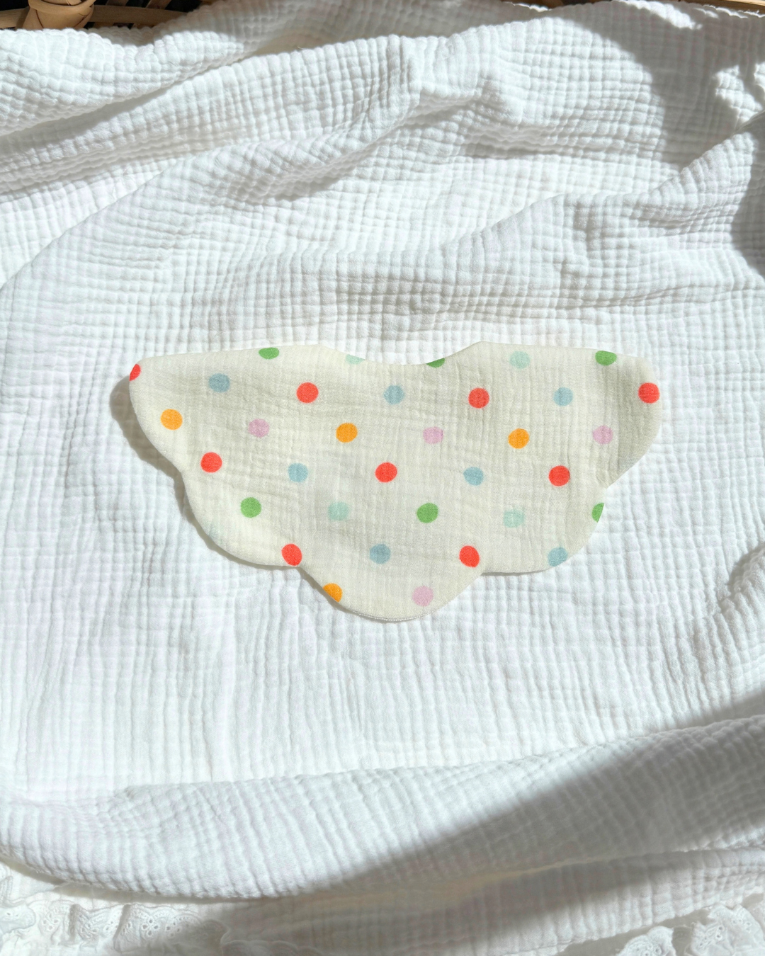 Organic Muslin Waterproof Bib - Rainbow Polkadot