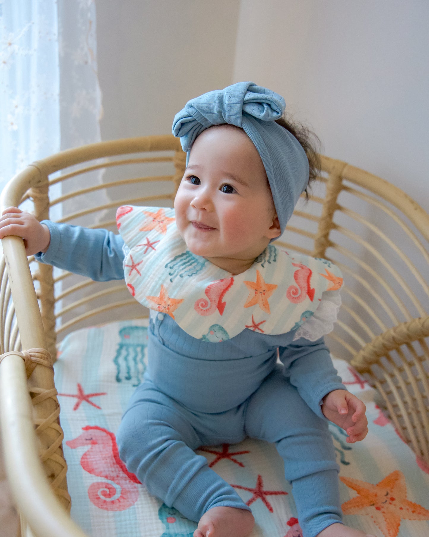 Organic Muslin 7-Layer Dribble Bib - Sea Club