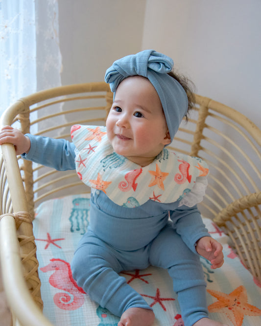 Organic Muslin 7-Layer Dribble Bib - Sea Club