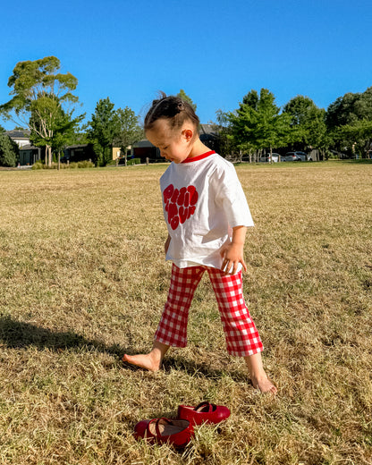Tummy Comfort Gingham Flare Leggings - Red (PRE ORDER | 10 March)