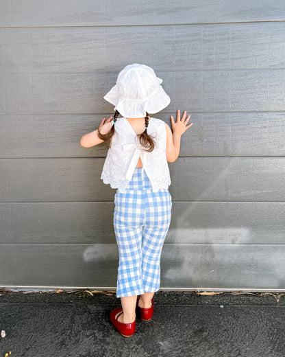 Tummy Comfort Gingham Flare Leggings - Blue (PRE ORDER | 10 March)