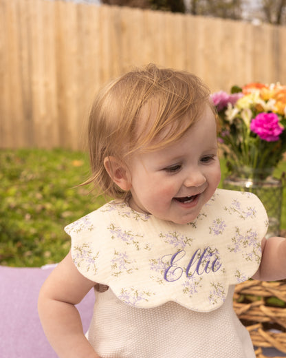 Organic Muslin 5-Layer Dribble Bib - Lavender Field