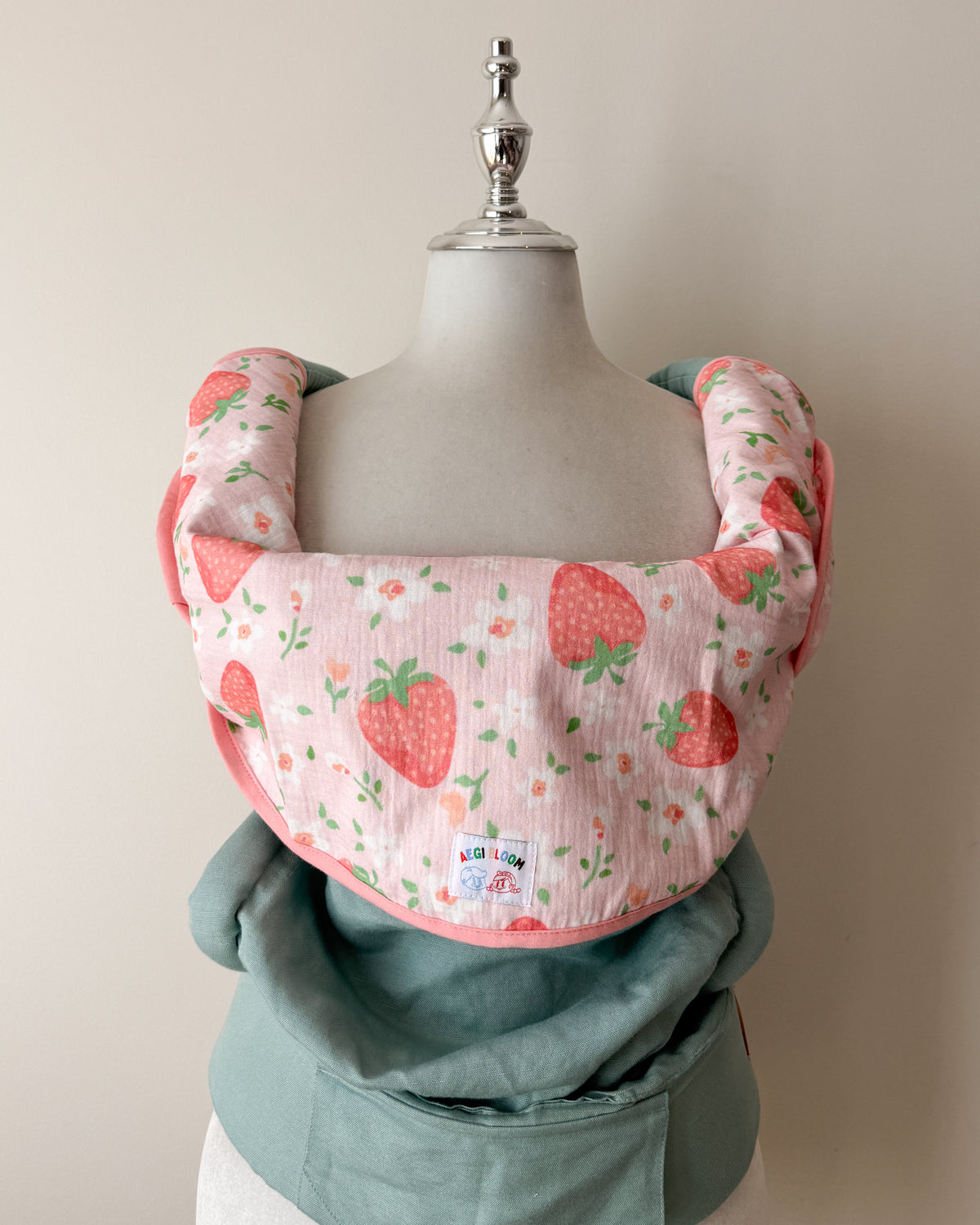 Reversible Organic Cotton baby Carrier Cover - Strawberry Garden