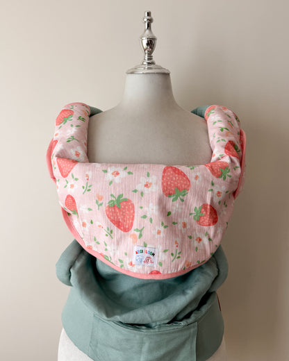 Reversible Organic Cotton baby Carrier Cover - Strawberry Garden
