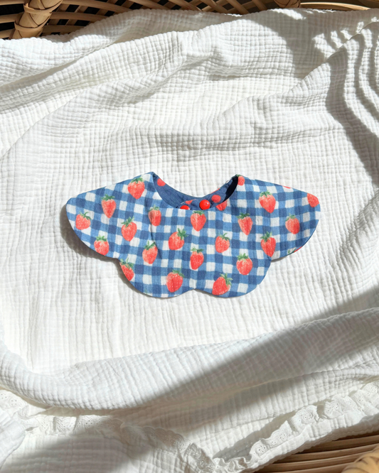 Reversible Organic Muslin Waterproof Bib - Berry Picnic