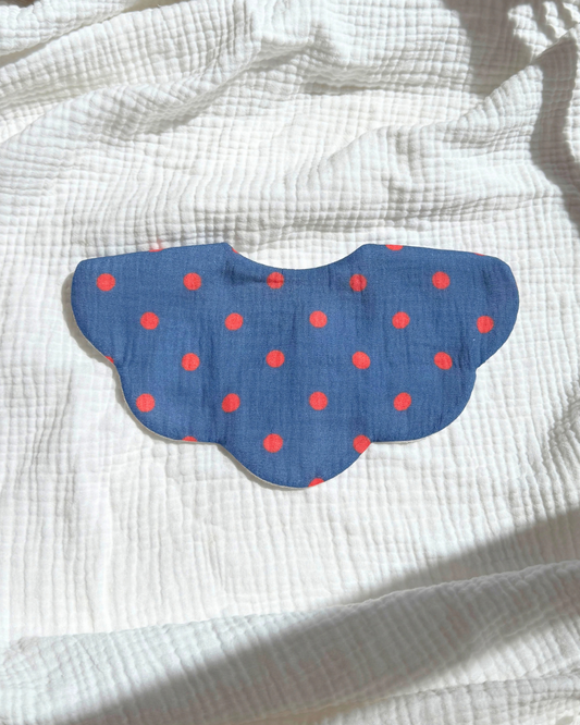 Organic Muslin Waterproof Bib - Polka Dot Red/Navy