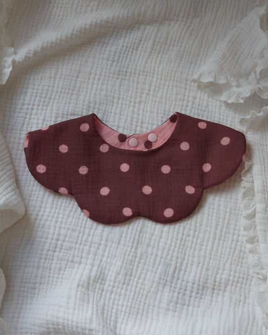 Organic Muslin 7-Layer Dribble Bib - Polka Dot Pink/Plum
