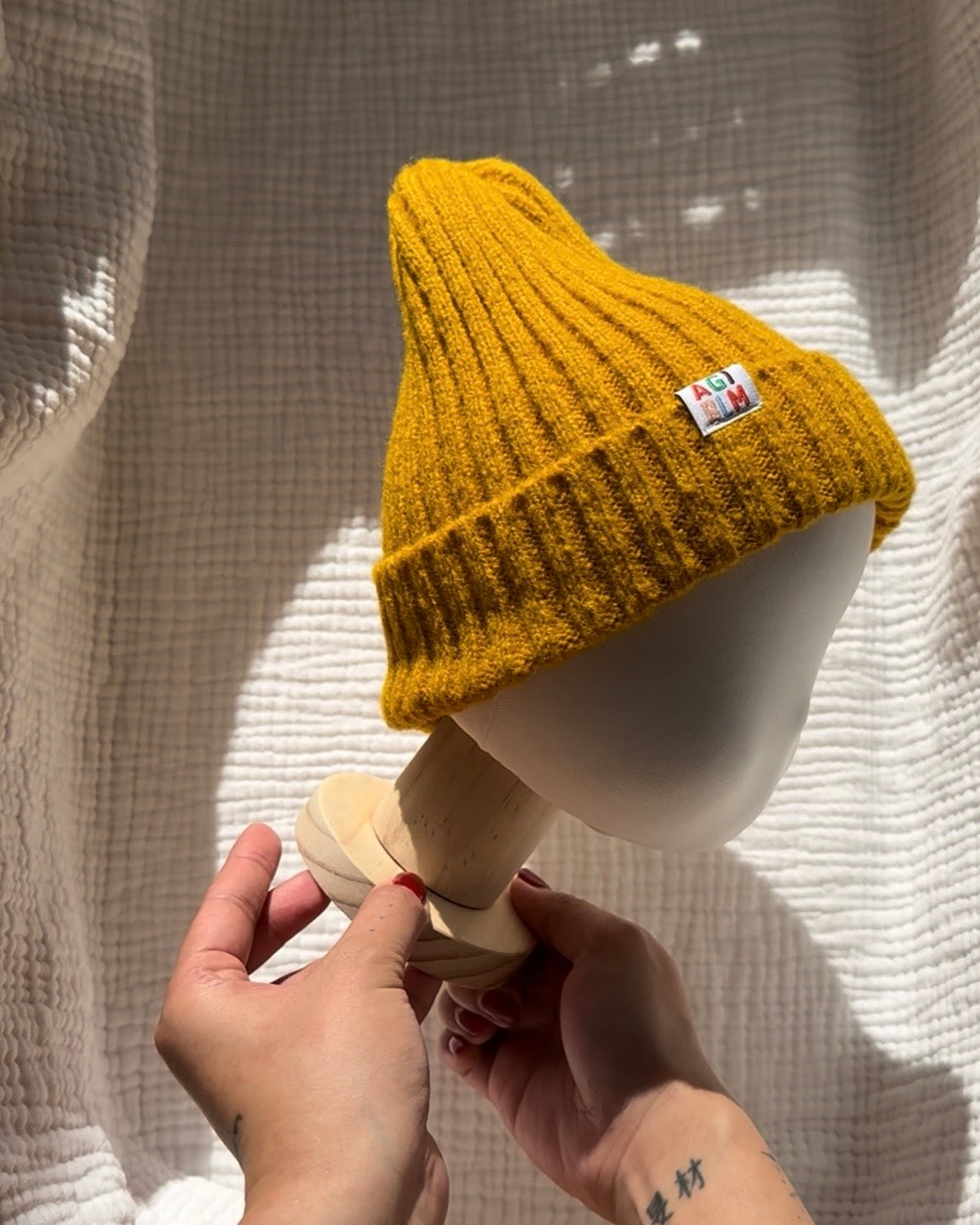Fluffy Beanie - Mustard Yellow