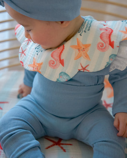 Organic Muslin 7-Layer Dribble Bib - Sea Club