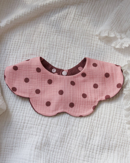 Organic Muslin 7-Layer Dribble Bib - Polka Dot Pink/Plum