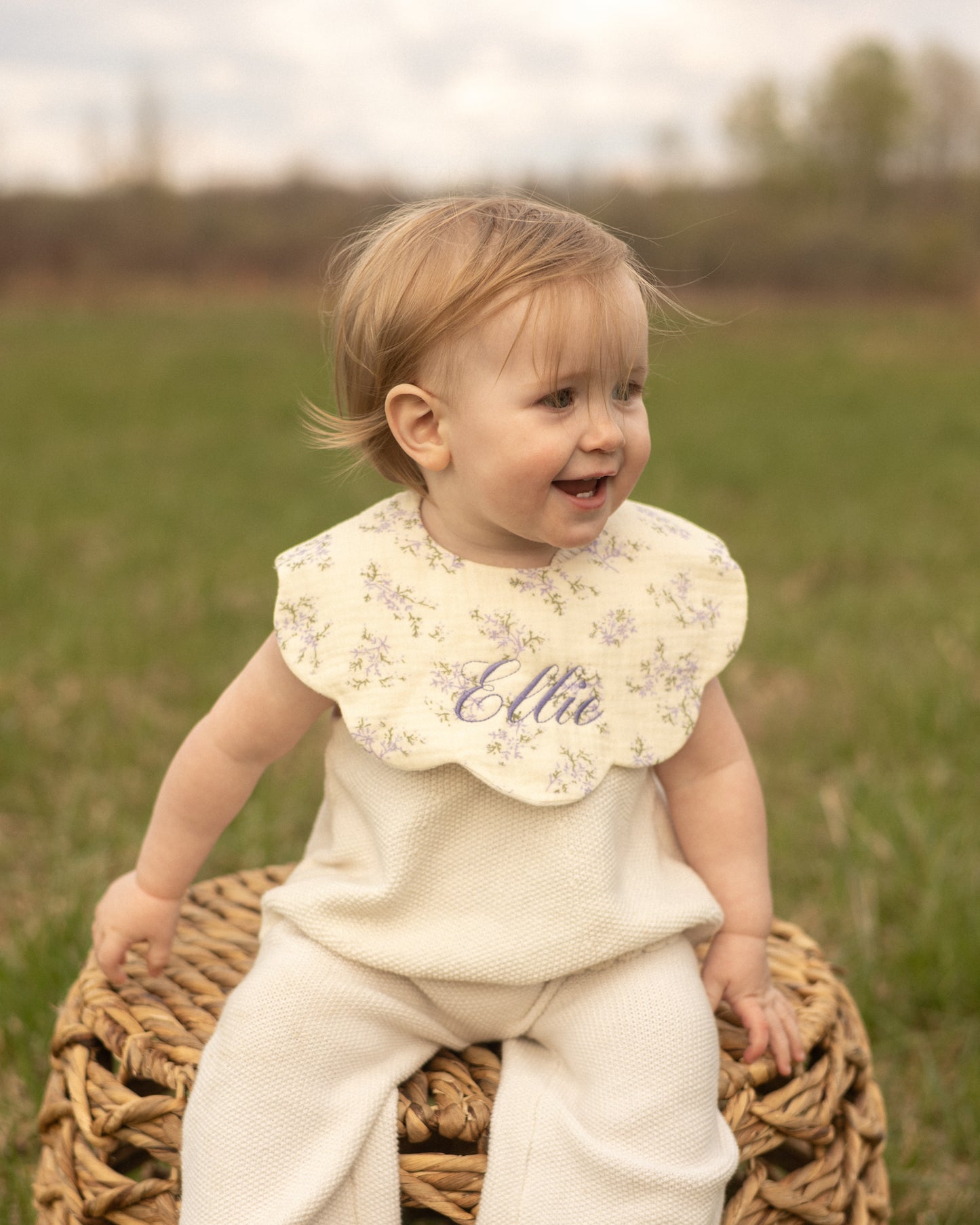 Organic Muslin 5-Layer Dribble Bib - Lavender Field
