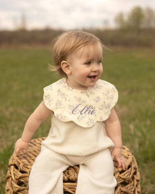 Organic Muslin 5-Layer Dribble Bib - Lavender Field