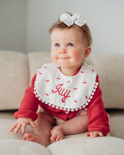 3-Layer Lace Bib - Cherries